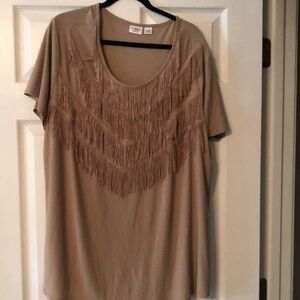Fun Cato western top with fringe tan Sz 22/24 excellent condition